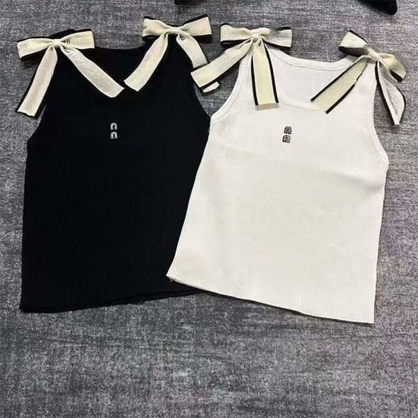 woman designer tank top women wet womens t shirt Summer vest sleeveless Designer Embroidery Knitted Vest Tank Top Fashion Trendy Women's T-shirt