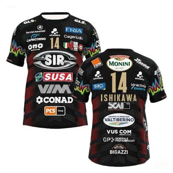 2025Men Women No 14 Volleyball Jersey Sir Safety Perugia Tshirt Match Clothes Beach T Male Ishikawa Home Champions Sportswear S2637