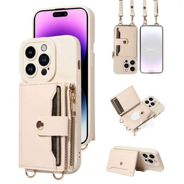 Faux Leather Phone Case for IPhone16promax15 14 13 12 11Plus Mini 7 8plus XSMAX XR Crossbody Anti-drop with Mirror Wallet Cover H260305