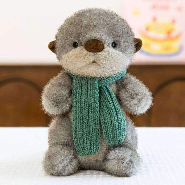 1pc 26cm/10.23in Cute scarves, otter plush toys, zoo souvenirs, children's soothing dolls, pillow gifts H260305