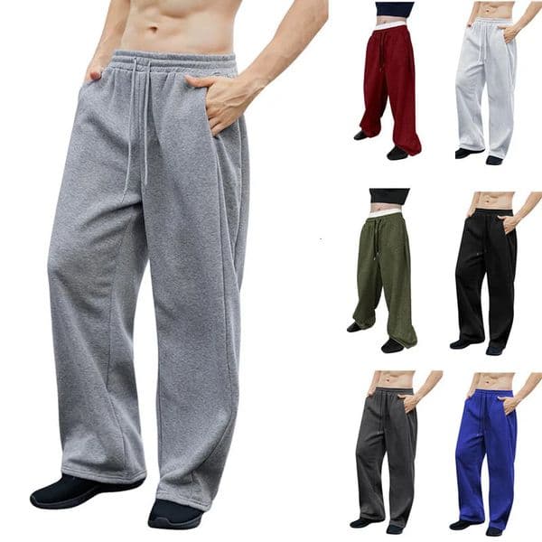 Mens Sweatpants Straight Fit Joggers for Sports and Streetwear Loose Oversized Casual Pant Drawstring Multipocket Men Long 260307