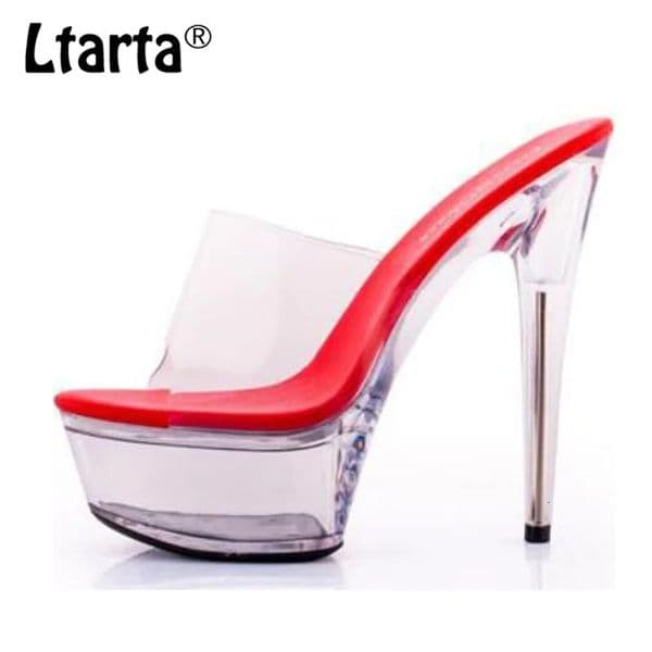 LTARTA 2026 Models Sexy Super 15CM Stiletto Platform Sandals Transparent Crystal Shoes Wedding HighHeel LFD 260307