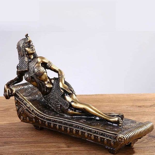 Egyptian Pharaoh Statue Ancient Cleopatra Sculpture Decor for Home Shelf Desk Retro Bronze Finish Resin Collectible Art Gift S260306