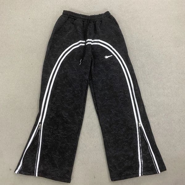 Casual trend vintage wide leg pants American high street fashion mens and womens autumn zipper foot binding 260302BJ