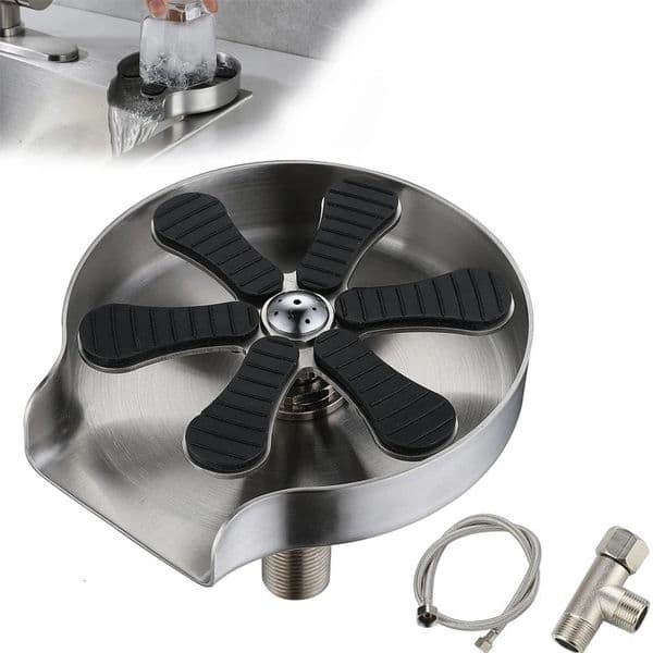 Kitchen Sink Glass Cup Wash Automatic Stainless Steel Pressure Spray Washer Cup Tool Cleaning Faucet Bar Rinser Coffee Pitcher 260204