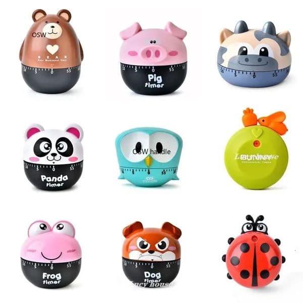 Cartoon Animal Vegetable Shape 60 Minute Timer Easy Operate Kitchen Timer Cooking Baking Helper Kitchen Tools Home Decoration 260304
