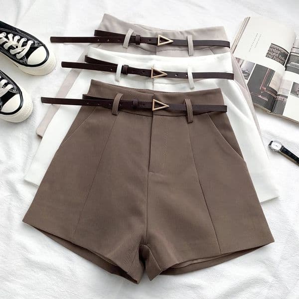 ITOOLIN Casual Womens Shorts Aline High Waist Short Chic Office Lady With Belted Vintage Female Trousers Spring Summer 260307