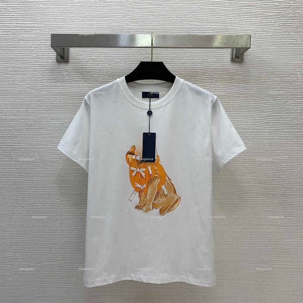 Fashion round neck women top Summer lady short-sleeve women designer clothes breathable cartoon printed short sleeved shirt A709X14N053