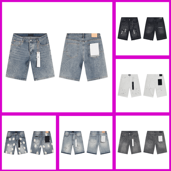 Men's Purples Knee Length Denim Shorts Slim Fit Hip Hop Streetwear Casual Summer Fashion Shorts High Quality Trendy Casual Wear