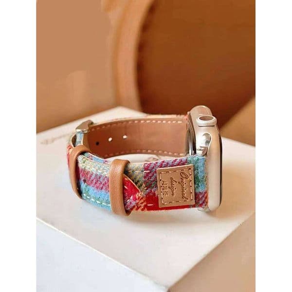 Colorful Leather loop Cloth For Watch band women Series Ultra 11/10/9/8/7 40mm 41mm 42mm 44mm 45mm 46mm Strap H260305