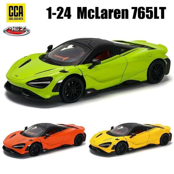 CCA MSZ 1: 24 McLaren 765LT alloy car die-casting model dynamic sound and light toy series collection gift Z260307