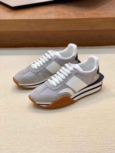 Famous Brands James Sneaker Shoes Men Side Stripe Suede & Nylon Skateboard Walking Chunky Rubber Sole Lace Up Trainer EU38-46 Shoebox