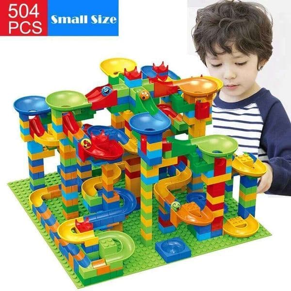 Marble Race Run Block Small Size Building Maze Ball Funnel Slide Blocks DIY Creative Assemble Bricks Toys for Kids Gift C260306