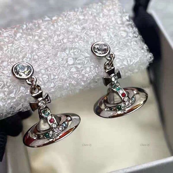 viviannen westwoods saturn vivi Transparent Planet Mint Green Earrings for Women with High-end Feel and Versatile Style
