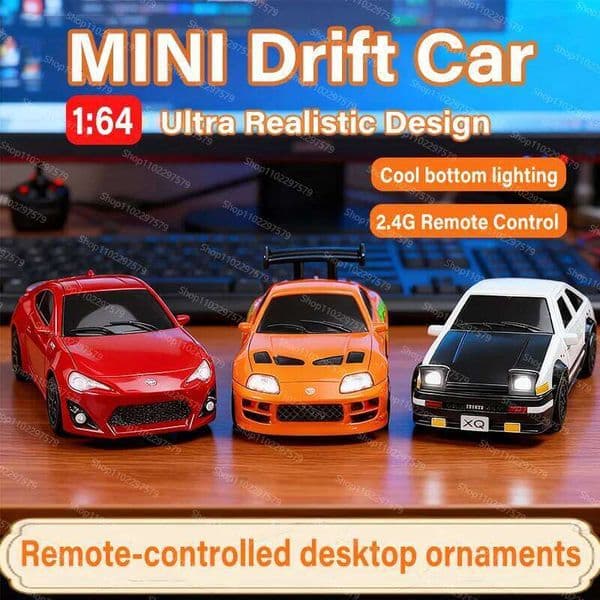 New 1:64 Stunt Drift Car 2.4G Remote Control Professional Alloy Plastic Simulation Construction Vehicle For Kid Desk Decora Toys C260306