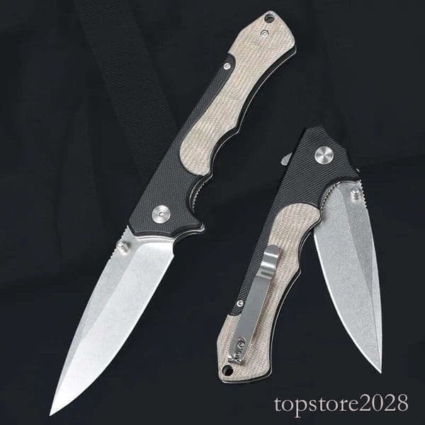 Top Quality M8844 Flipper Folding Knife 5Cr14Mov Stone Wash pocket knife Drop Point Blade G10 with Stainless Steel Handle Outdoor Ball Bearing EDC Pocket Knives