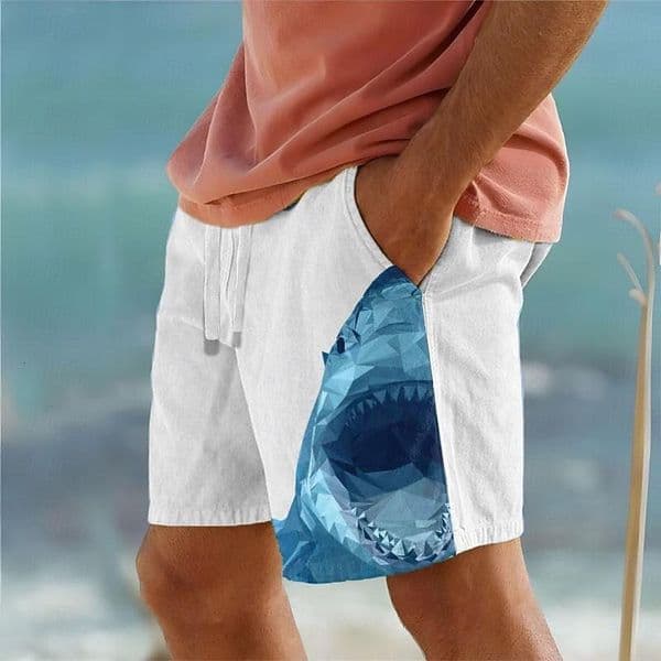 Foreign trade cross-border summer drawstring elastic waist 3D printed animal fish comfortable breathable men's beach shorts