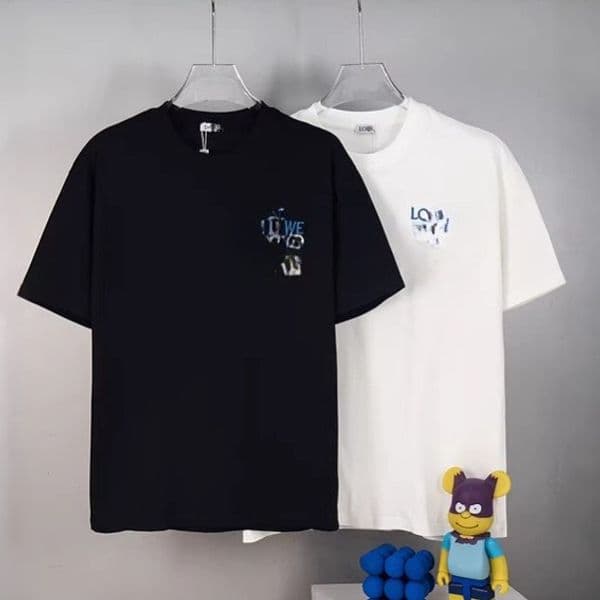 Color Blocked Embroidered Letter Printed Round Neck Short Sleeved Fashionable Casual Men's and Women's T-shirt