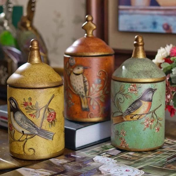 Vintage Ceramic Storage Jars Kitchen Sugar Jar Tea Can Enamel Moistureproof Antique Household Ornament 260304