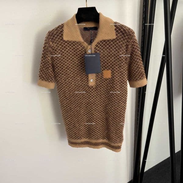 Luxury lapel women top Summer lady short-sleeve women designer clothes Knitted shirt with short sleeves A700X14N053
