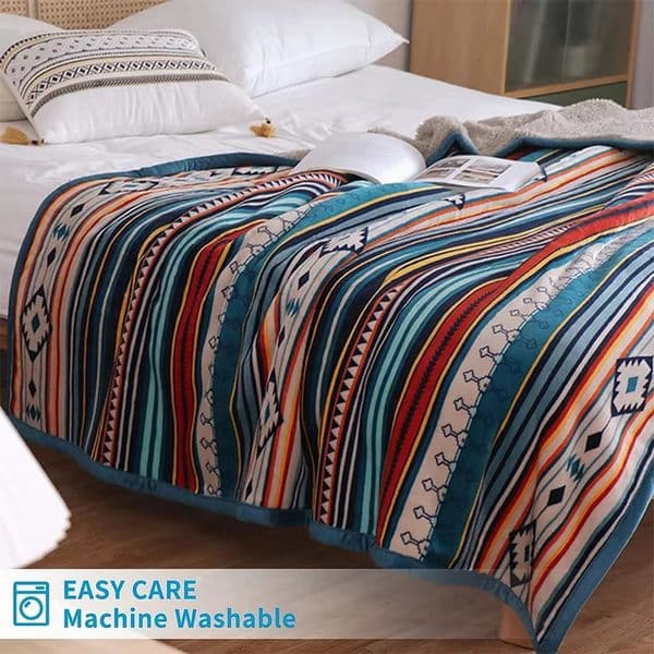 Blanket Manta de franela nrdica bohemia lana de cordero de doble capa gruesa clida hipoalergnica para sof cama viajes hogar 260304