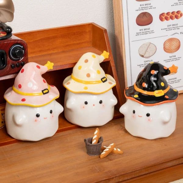Creative Funny Ghost Ceramic Mugs Coffee Cups with Lids Office Afternoon Tea Coffee Cup Halloween Easter Gifts Friends 260306
