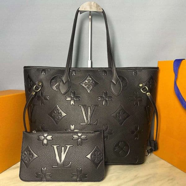 5A High quality Designers bag Black embossing leather handbags women shoulder bags with wallet composite bag purse lady totes 2pcs/set tote M40156