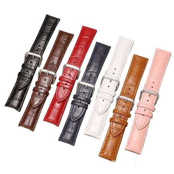 Leather Watch Strap with Bamboo Knot Pattern Universal Replacement Watchband Black Brown Blue Red White Pink 12-24mm H260305