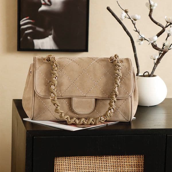 15a Mirror quality suede designer bag Totes Bags Real Leather Purse Luxury Designer women Crossbody Shoulder Gold Strap Bag Handbag Shoulder Bags 11