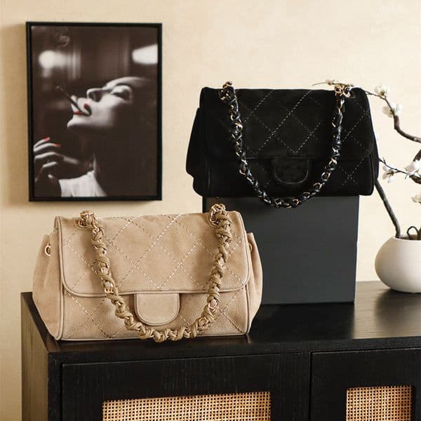 15a Mirror quality suede designer bag Totes Bags Real Leather Purse Luxury Designer women Crossbody Shoulder Gold Strap Bag Handbag Shoulder Bags 11