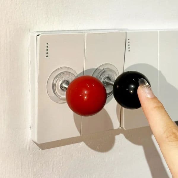 1PC Creative joystick ball switch sticker Red wall stickers Black decoration Switch decorative small ornament 260304