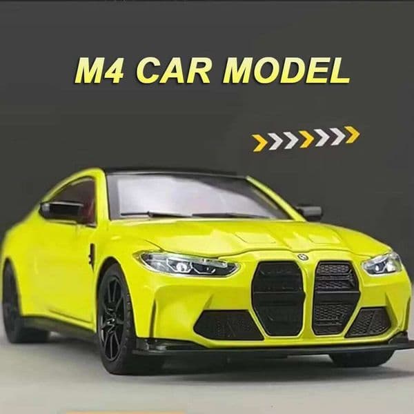1:24 M4 M3 Miniature Model Toys Diecast Alloy Car with Sound Light Pull Back Doors Opened Front Wheel Steering Vehices Kids Gift Z260307