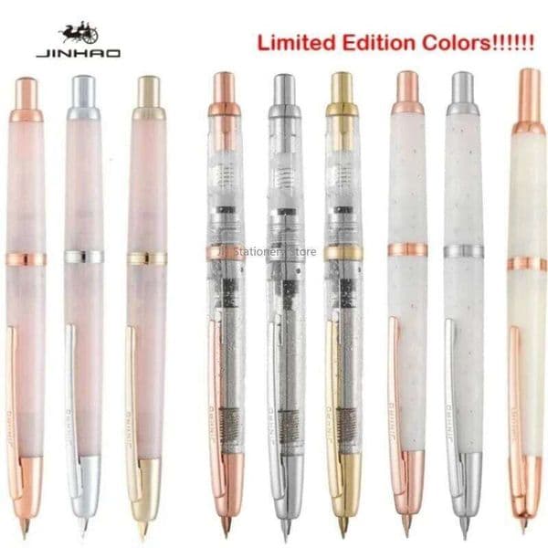 JINHAO 20 Press Fountain Pen Retractable Plastic With Clip EF/F Nib Writing Ink Converter Stationery PK 10 A1 School Supplies 26Y0303