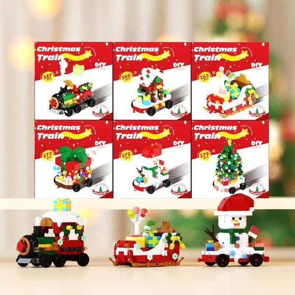 New Christmas Mini Santa Claus Train Model Building Block DIY Ornaments Bricks Toys for Children Adult Gift C260306