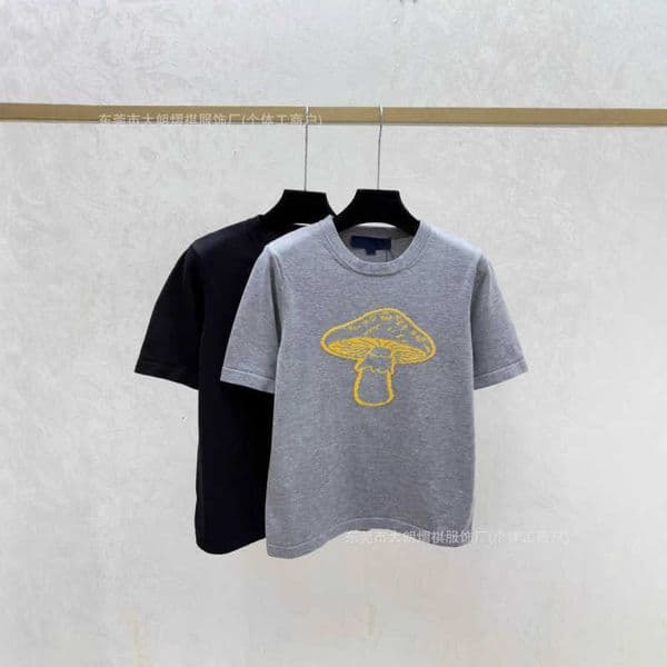 Women's Sweaters Designer High-end L Brand 26ss Early Spring New Color-blocked Mushroom Round-neck Knitted Short-sleeve Shirt JPTJ