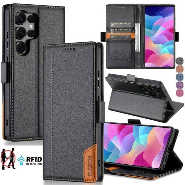 Business Leather Flip Case For Galaxy S25 S24 Plus S23 S22 S21 S20 Ultra FE S25Edge S10 S9 Magnetic Wallet Card Cover H260305