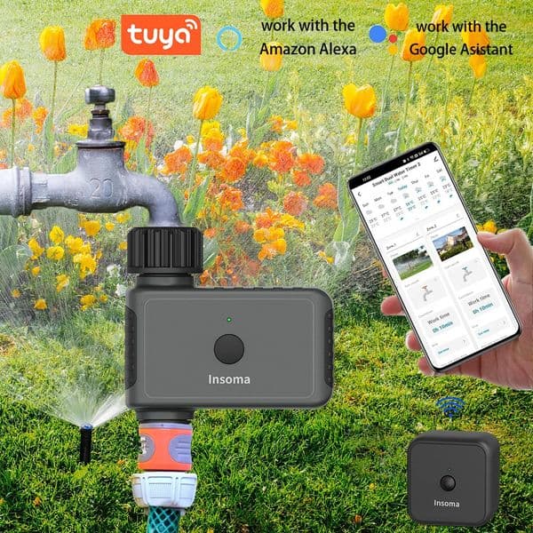 Insoma Wifi Automatic Sprinkle Timer Remote Garden Water Timer Smart Irrigation Watering System Hose Control Unit Support Alexa 260306