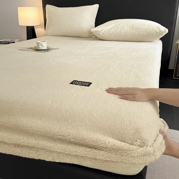 Solid Color Velvet Fitted Sheet Thick Coral Fleece AntiSlip Bed Cover Jacquard Mattress Protective Winter Warm Fitsheet 260304