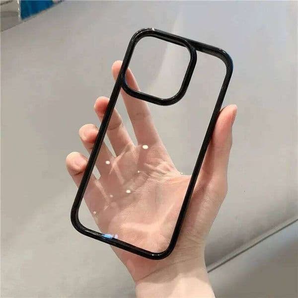 Premium Transparent Black Border Acrylic Phone Case For iPhone 16 Max 15 14 Plus 13 12 11 Pro Shockproof Silicone Back Cover H260305
