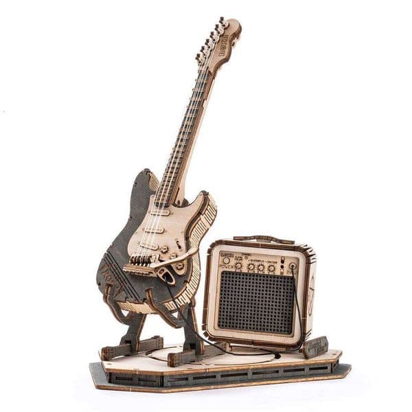 Robotime ROKR Electric Guitar 3D Wooden Puzzle Kids Adults Assembly Creative Toys Building Block Set for Christmas Gifts C260306