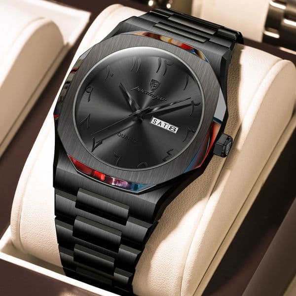 POEDAGAR Military Watch For Men Waterproof y Week Calendar Man Wristwatch Quartz Stainless Steel Fashion Mens Watches Male 260304