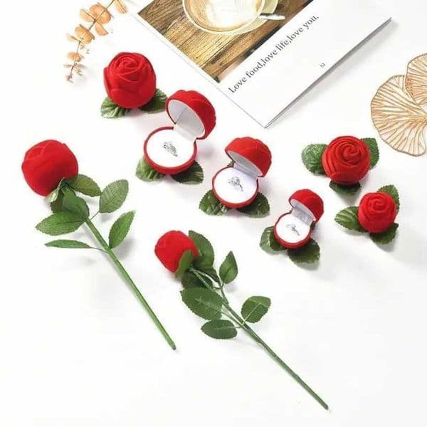 1 Pcs Vntines Day Portable 3D Red Rose Jewelry Box Earrings Storage Display Holder Gift Boxes For Earring Rings H260306