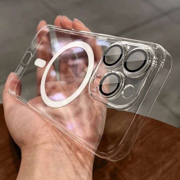 Shockproof Transparent Silicone Cover Wireless Case Camera Lens Protection for iPhone 16 15 14 13 12 11 Pro Max H260305