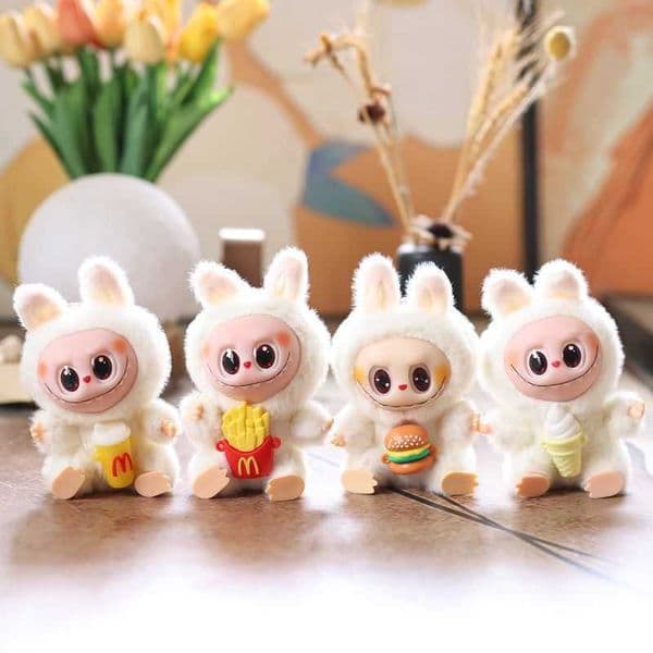 New LABUBU High-Quality French Fries Burger Series Blind Box Vinyl Face Plush Doll Keychain L250821