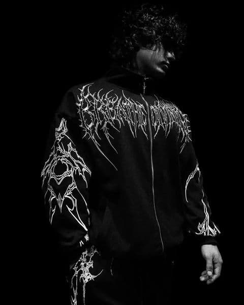 Mens Gothic Streetwear Zip-Up Hoodie Black Edgy Urban Athletic Dark Style Casual Oversized Pullover Sweatshirt with Zipper 260304