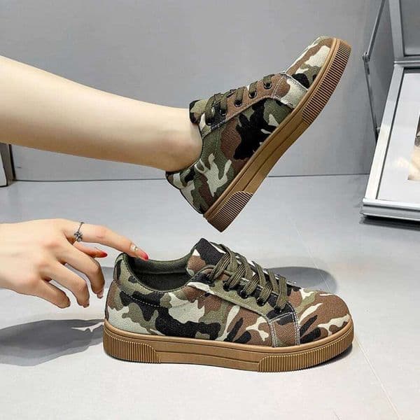 Women's Canvas Spring/autumn Fashion Round Toe Lace-up Climbing Low Top Vulcanized Shoes for Women