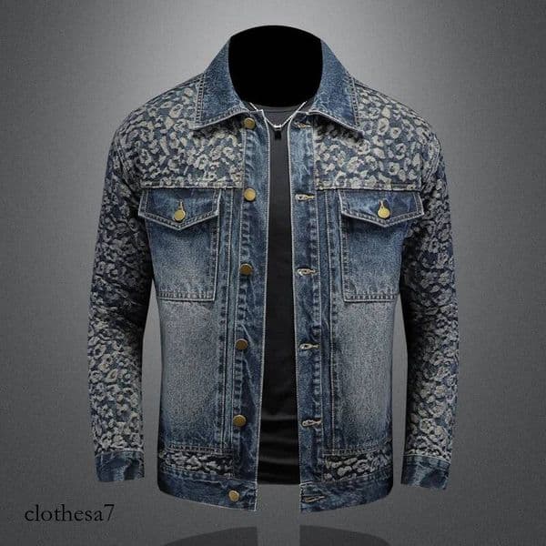 High quality Retro Jacket for Men Spring Fashion Jacquard Casual Denim Jackets Social Hip-hop Streetwear Cowboy Coats
