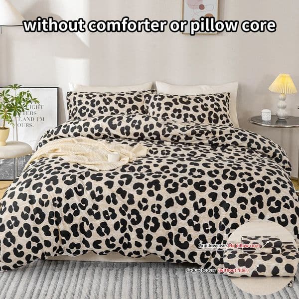 3pcs Leopard Print Duvet Cover Set Soft Skin-Friendly Bedding Set Includes 1 Duvet Cover And 2 Pillowcases 260306