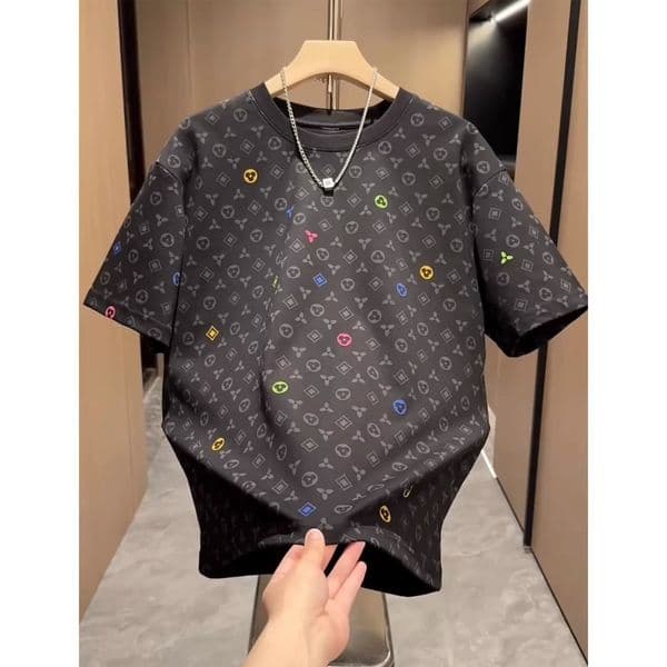 Luxury Brand Designer Clothes Trendy Round Neck Full Print Old Flower Short T Shirt For Men 2025 Summer New Casual Versatile Stylish Cool Half Sleeve