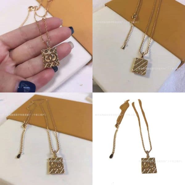 cc jewelry necklace designer Square Pendant Chain Design Necklace for Women 689K